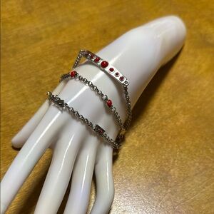 Elegant Silver and Red Bracelet